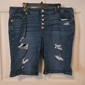 Torrid Distressed Denim Shorts with Button Fly, size 20